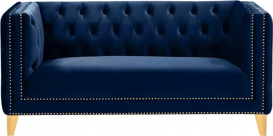 Meridian Furniture - Michelle Velvet Loveseat In Navy - 652Navy-L - ATL FURNITURE