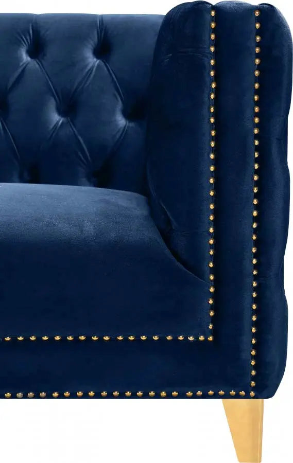 Meridian Furniture - Michelle Velvet Loveseat In Navy - 652Navy-L - ATL FURNITURE