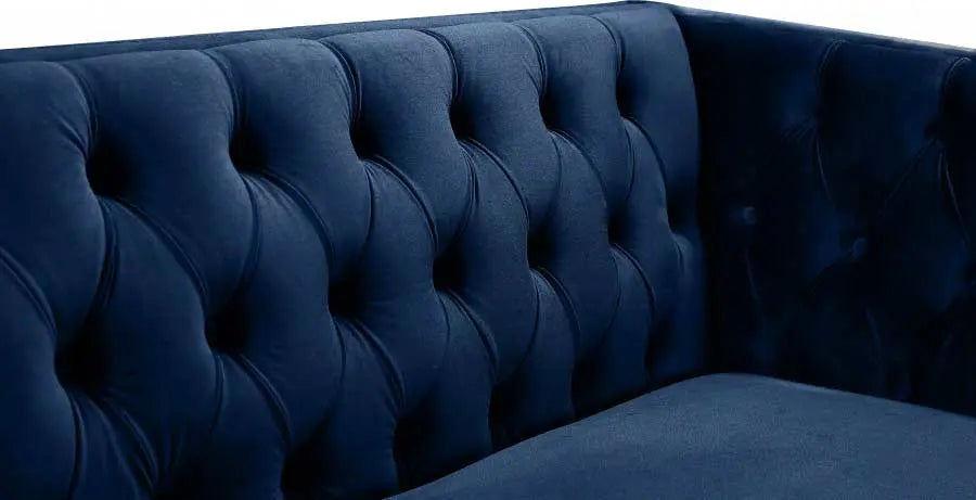 Meridian Furniture - Michelle Velvet Loveseat In Navy - 652Navy-L - ATL FURNITURE