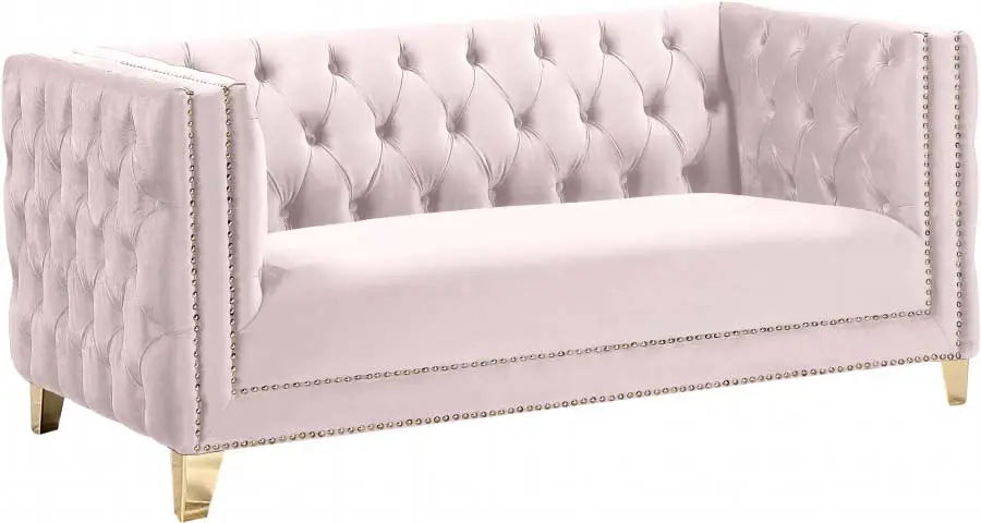 Meridian Furniture - Michelle Velvet Loveseat In Pink - 652Pink-L - ATL FURNITURE