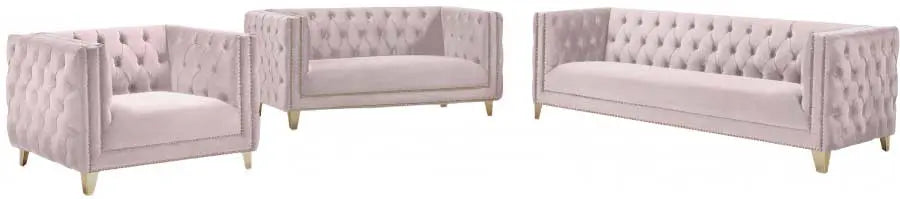 Meridian Furniture - Michelle Velvet Loveseat In Pink - 652Pink-L - ATL FURNITURE