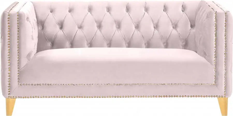 Meridian Furniture - Michelle Velvet Loveseat In Pink - 652Pink-L - ATL FURNITURE