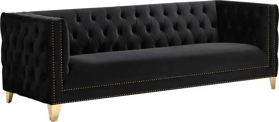 Meridian Furniture - Michelle Velvet Sofa In Black - 652Black-S - ATL FURNITURE