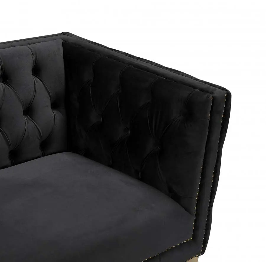 Meridian Furniture - Michelle Velvet Sofa In Black - 652Black-S - ATL FURNITURE