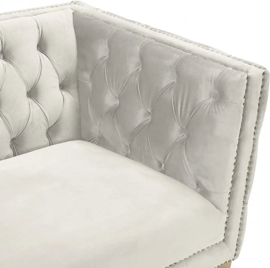 Meridian Furniture - Michelle Velvet Sofa In Cream - 652Cream-S - ATL FURNITURE