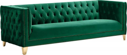 Meridian Furniture - Michelle Velvet Sofa In Green - 652Green-S - ATL FURNITURE