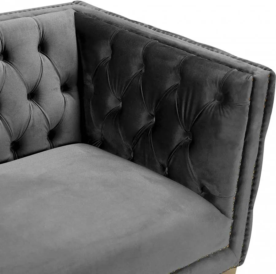 Meridian Furniture - Michelle Velvet Sofa In Grey - 652Grey-S - ATL FURNITURE