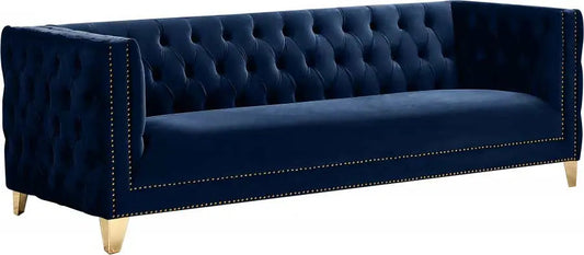 Meridian Furniture - Michelle Velvet Sofa In Navy - 652Navy-S - ATL FURNITURE