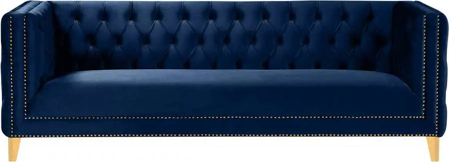 Meridian Furniture - Michelle Velvet Sofa In Navy - 652Navy-S - ATL FURNITURE