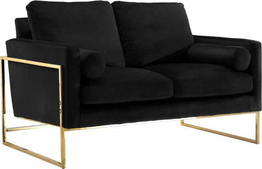 Meridian Furniture - Mila Velvet Loveseat In Black - 678Black-L - ATL FURNITURE