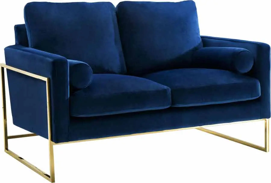 Meridian Furniture - Mila Velvet Loveseat In Navy - 678Navy-L - ATL FURNITURE