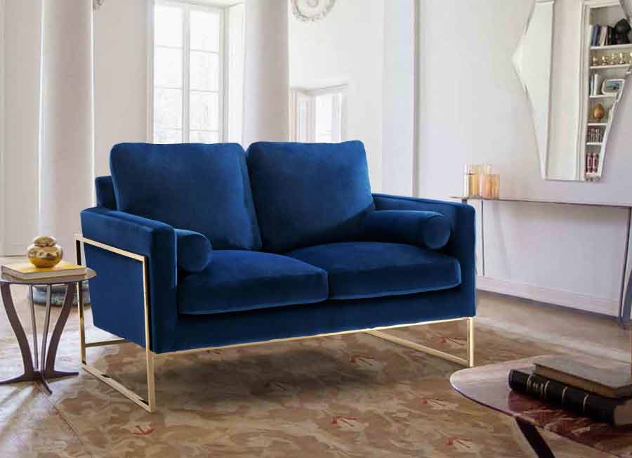 Meridian Furniture - Mila Velvet Loveseat In Navy - 678Navy-L - ATL FURNITURE