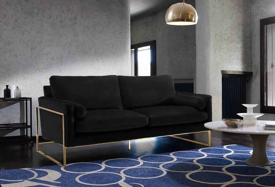 Meridian Furniture - Mila Velvet Sofa In Black - 678Black-S - ATL FURNITURE