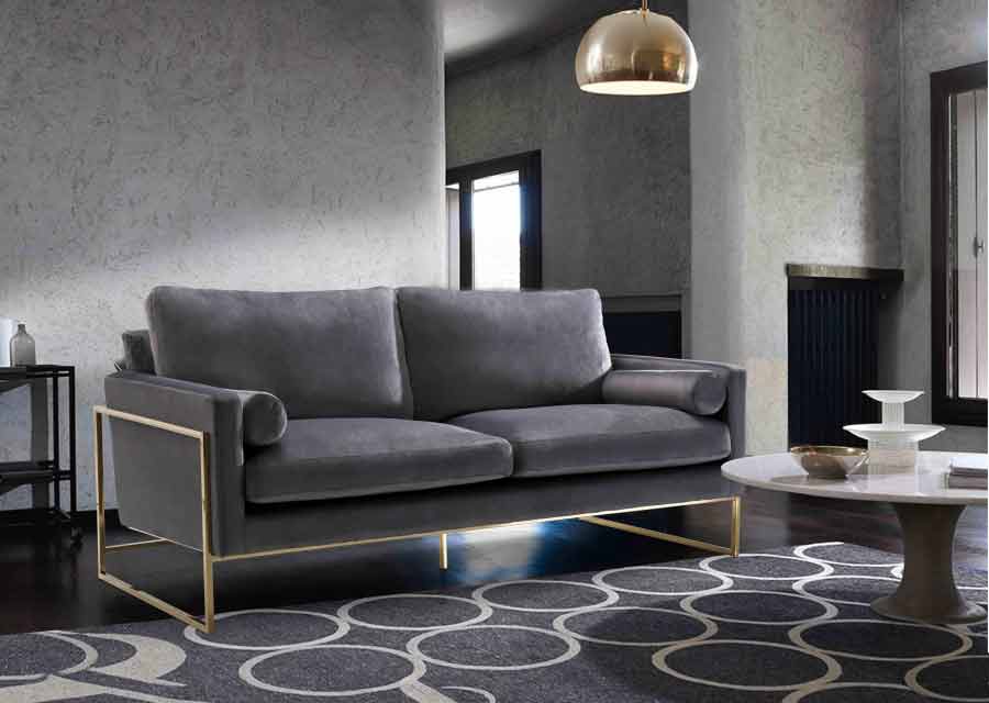 Meridian Furniture - Mila Velvet Sofa In Grey - 678Grey-S - ATL FURNITURE