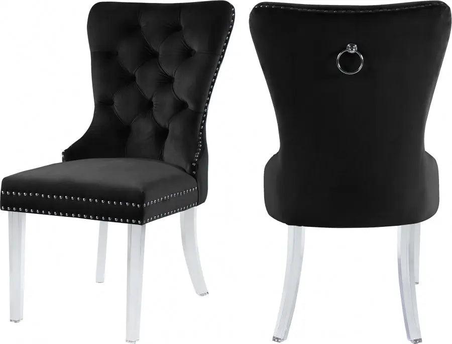 Meridian Furniture - Miley Velvet Dining Chair With Acrylic Legs Set Of 2 In Black - 746Black-C - ATL FURNITURE