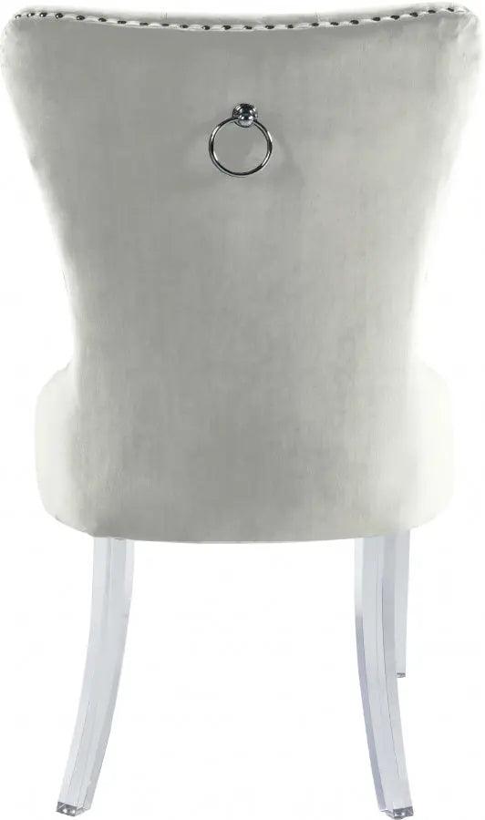 Meridian Furniture - Miley Velvet Dining Chair With Acrylic Legs Set Of 2 In Cream - 746Cream-C - ATL FURNITURE