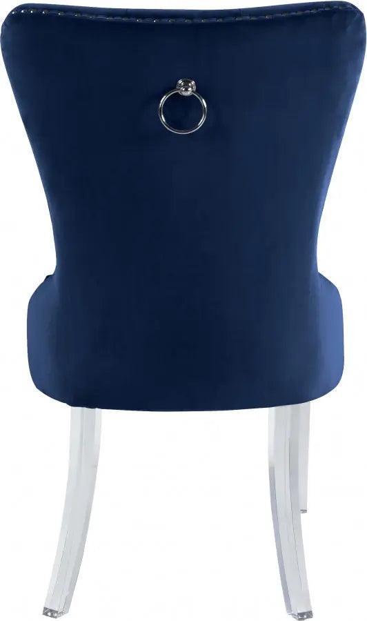 Meridian Furniture - Miley Velvet Dining Chair With Acrylic Legs Set Of 2 In Navy - 746Navy-C - ATL FURNITURE