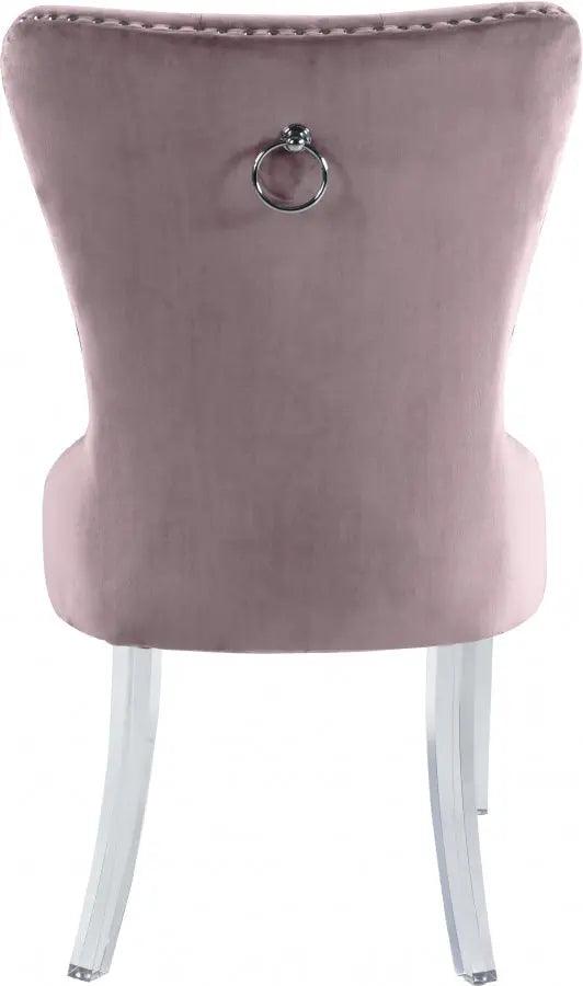 Meridian Furniture - Miley Velvet Dining Chair With Acrylic Legs Set Of 2 In Pink - 746Pink-C - ATL FURNITURE