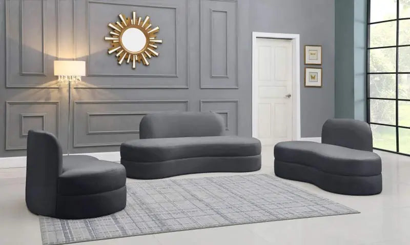 Meridian Furniture - Mitzy 3 Piece Living Room Set In Grey - 606Grey-S3Set - ATL FURNITURE