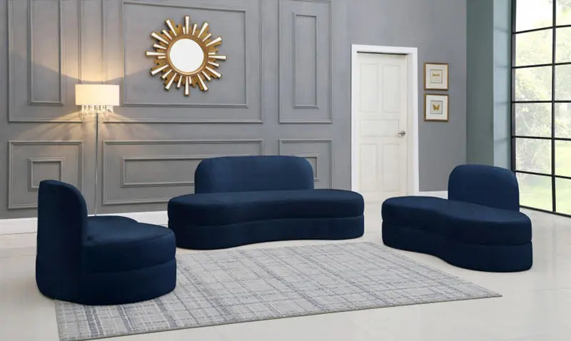 Meridian Furniture - Mitzy Velvet Loveseat In Navy - 606Navy-L - ATL FURNITURE