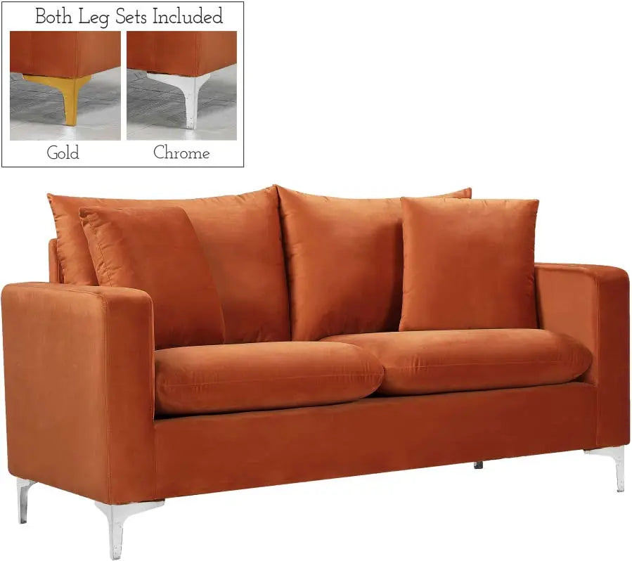 Meridian Furniture - Naomi 3 Piece Living Room Set In Cognac - 633Cognac-S-3Set - ATL FURNITURE