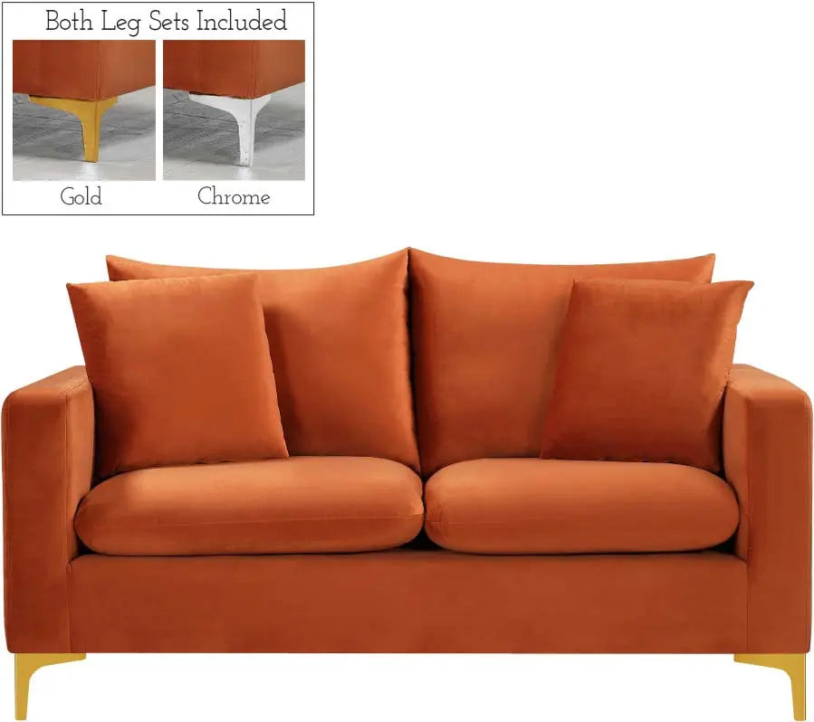 Meridian Furniture - Naomi 3 Piece Living Room Set In Cognac - 633Cognac-S-3Set - ATL FURNITURE