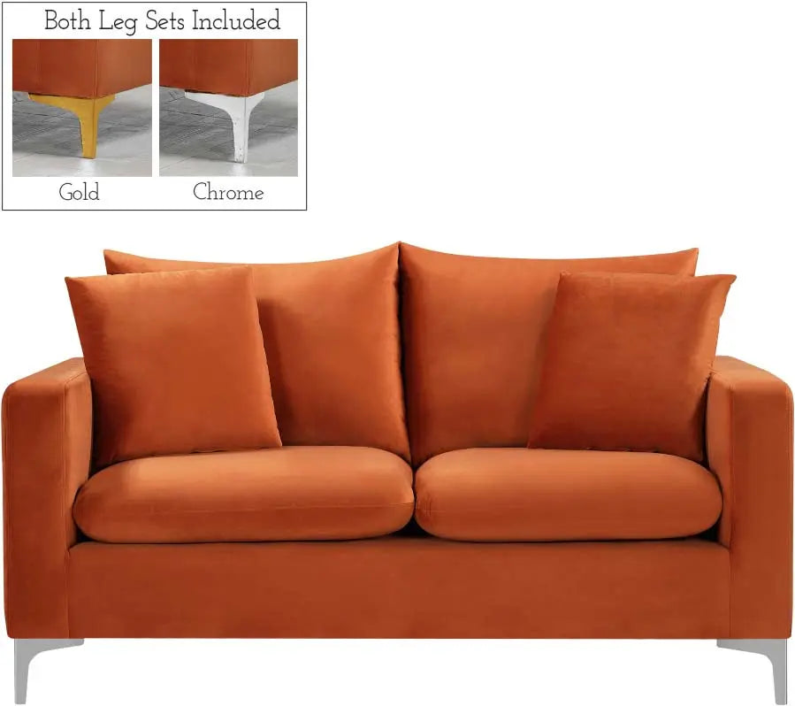 Meridian Furniture - Naomi 3 Piece Living Room Set In Cognac - 633Cognac-S-3Set - ATL FURNITURE