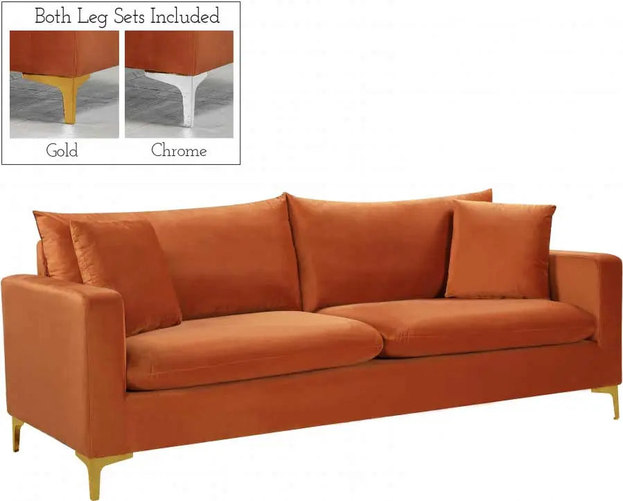 Meridian Furniture - Naomi 3 Piece Living Room Set In Cognac - 633Cognac-S-3Set - ATL FURNITURE