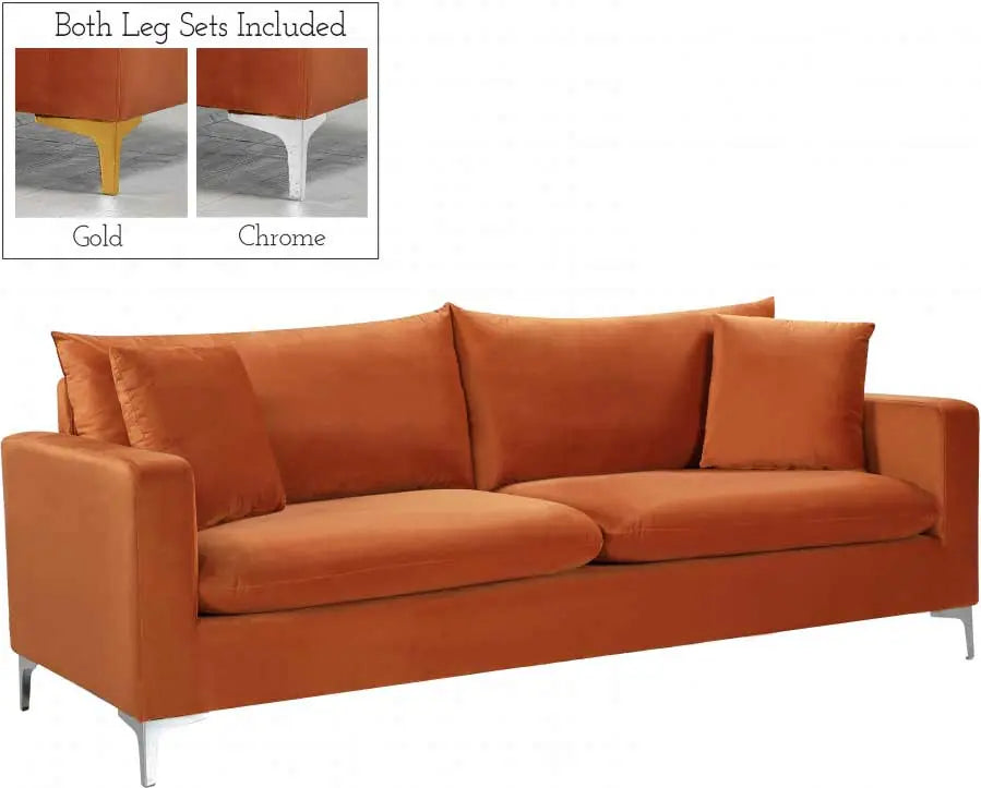 Meridian Furniture - Naomi 3 Piece Living Room Set In Cognac - 633Cognac-S-3Set - ATL FURNITURE