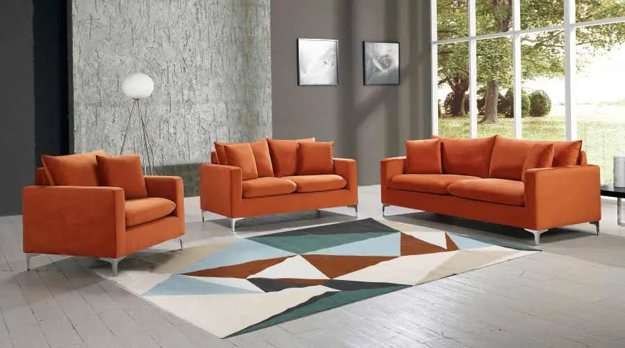 Meridian Furniture - Naomi 3 Piece Living Room Set In Cognac - 633Cognac-S-3Set - ATL FURNITURE