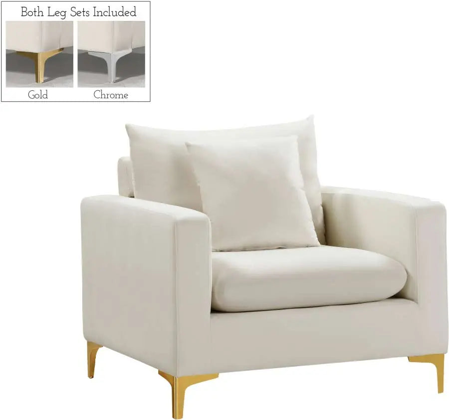 Meridian Furniture - Naomi 3 Piece Living Room Set In Cream - 633Cream-S-3Set - ATL FURNITURE
