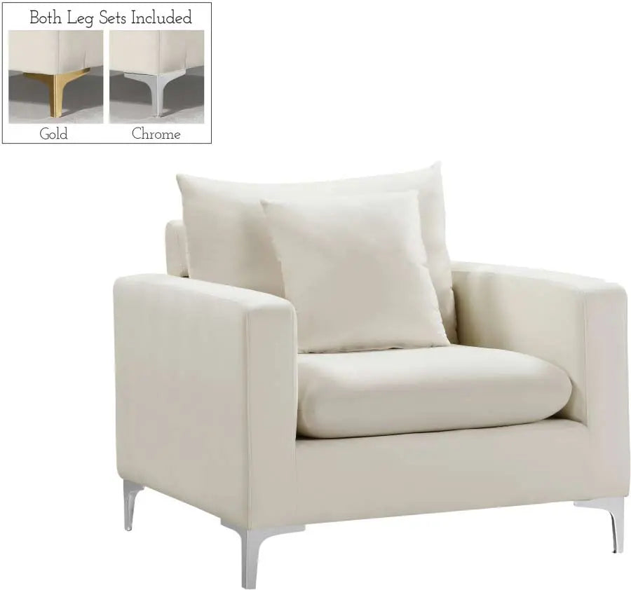 Meridian Furniture - Naomi 3 Piece Living Room Set In Cream - 633Cream-S-3Set - ATL FURNITURE