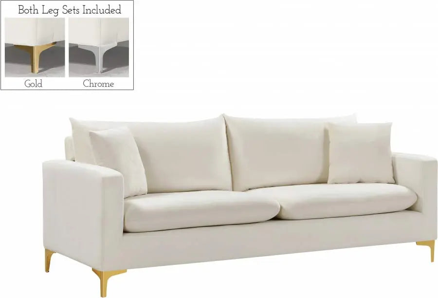 Meridian Furniture - Naomi 3 Piece Living Room Set In Cream - 633Cream-S-3Set - ATL FURNITURE