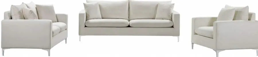 Meridian Furniture - Naomi 3 Piece Living Room Set In Cream - 633Cream-S-3Set - ATL FURNITURE