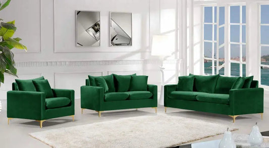 Meridian Furniture - Naomi 3 Piece Living Room Set In Green - 633Green-S-3Set - ATL FURNITURE