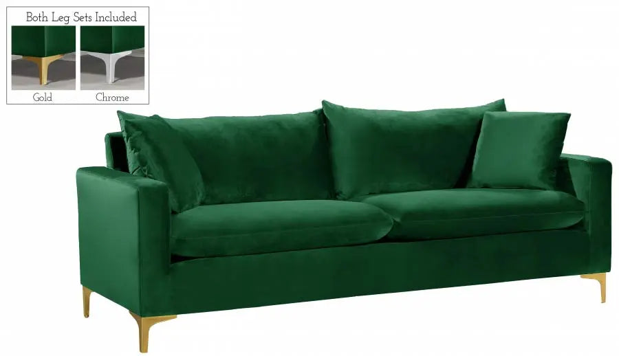 Meridian Furniture - Naomi 3 Piece Living Room Set In Green - 633Green-S-3Set - ATL FURNITURE