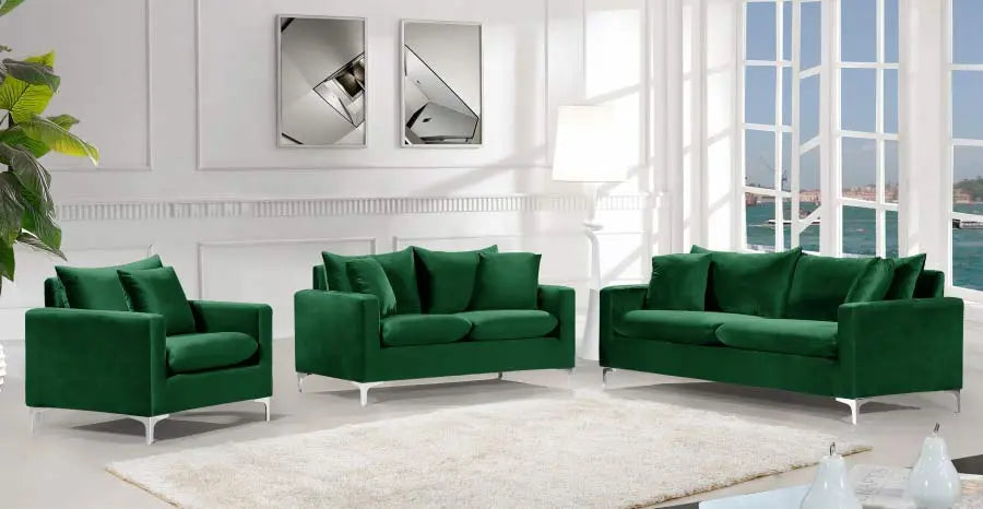 Meridian Furniture - Naomi 3 Piece Living Room Set In Green - 633Green-S-3Set - ATL FURNITURE