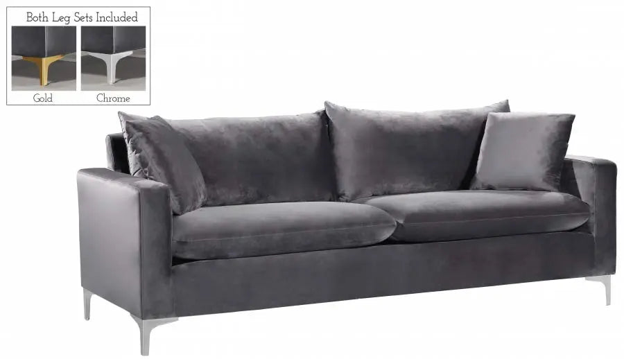 Meridian Furniture - Naomi 3 Piece Living Room Set In Grey - 633Grey-S-3Set - ATL FURNITURE