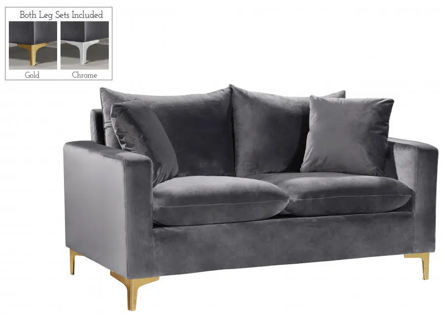 Meridian Furniture - Naomi 3 Piece Living Room Set In Grey - 633Grey-S-3Set - ATL FURNITURE