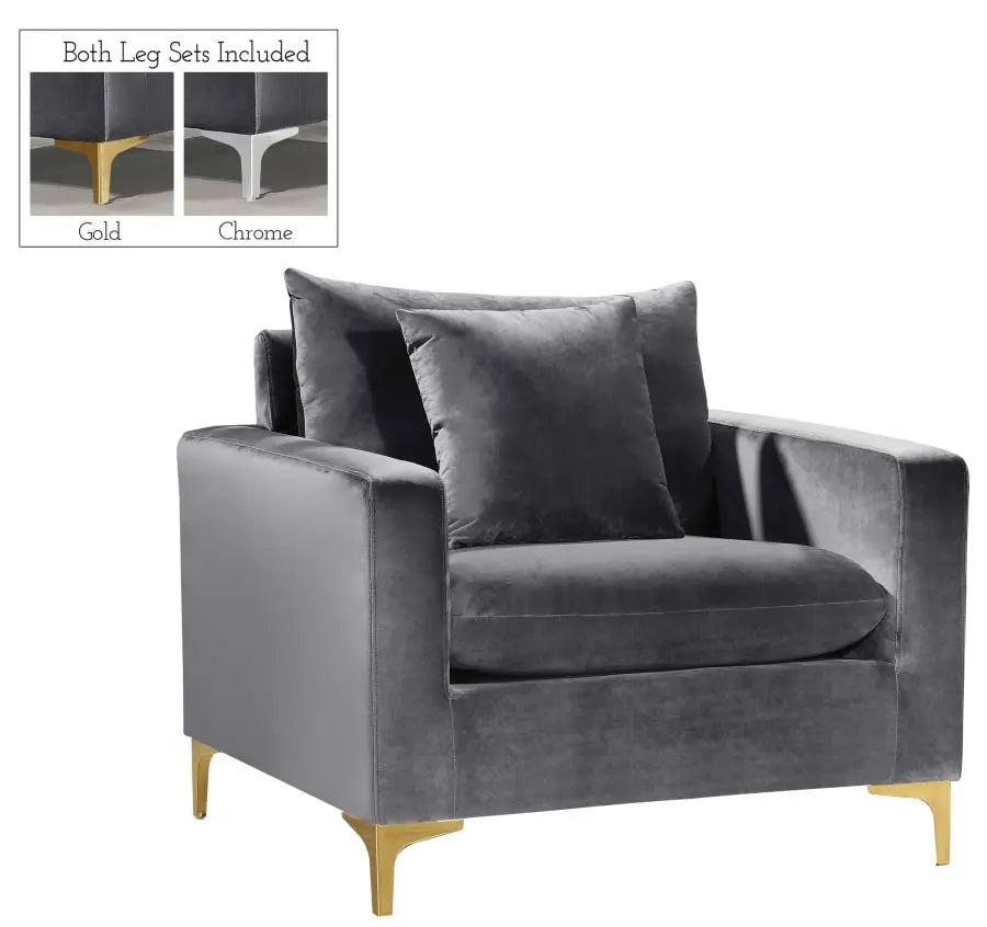 Meridian Furniture - Naomi 3 Piece Living Room Set In Grey - 633Grey-S-3Set - ATL FURNITURE