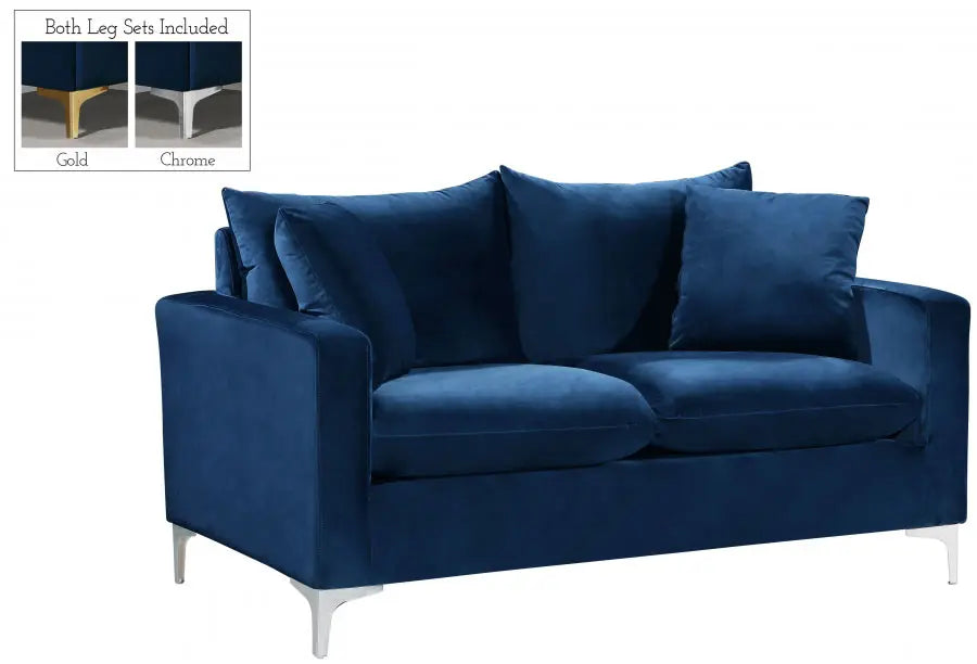 Meridian Furniture - Naomi 3 Piece Living Room Set In Navy - 633Navy-S-3Set - ATL FURNITURE