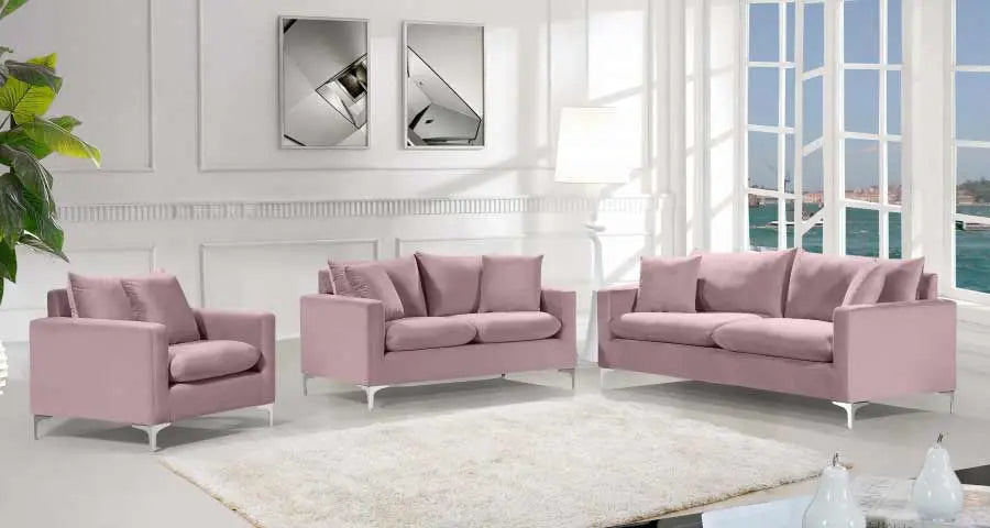 Meridian Furniture - Naomi 3 Piece Living Room Set In Pink - 633Pink -S-3Set - ATL FURNITURE