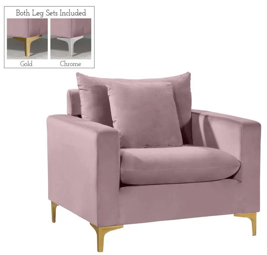 Meridian Furniture - Naomi 3 Piece Living Room Set In Pink - 633Pink -S-3Set - ATL FURNITURE