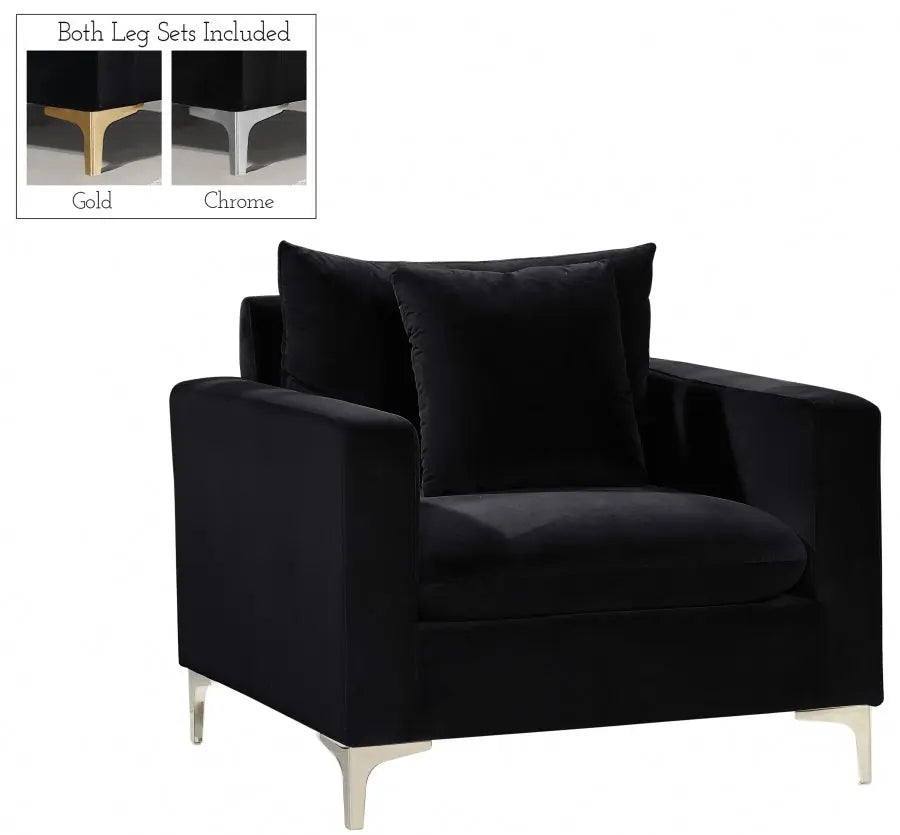 Meridian Furniture - Naomi Velvet Chair In Black - 633Black-C - ATL FURNITURE