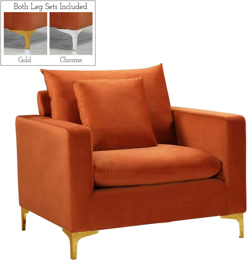 Meridian Furniture - Naomi Velvet Chair In Cognac - 633Cognac-C - ATL FURNITURE