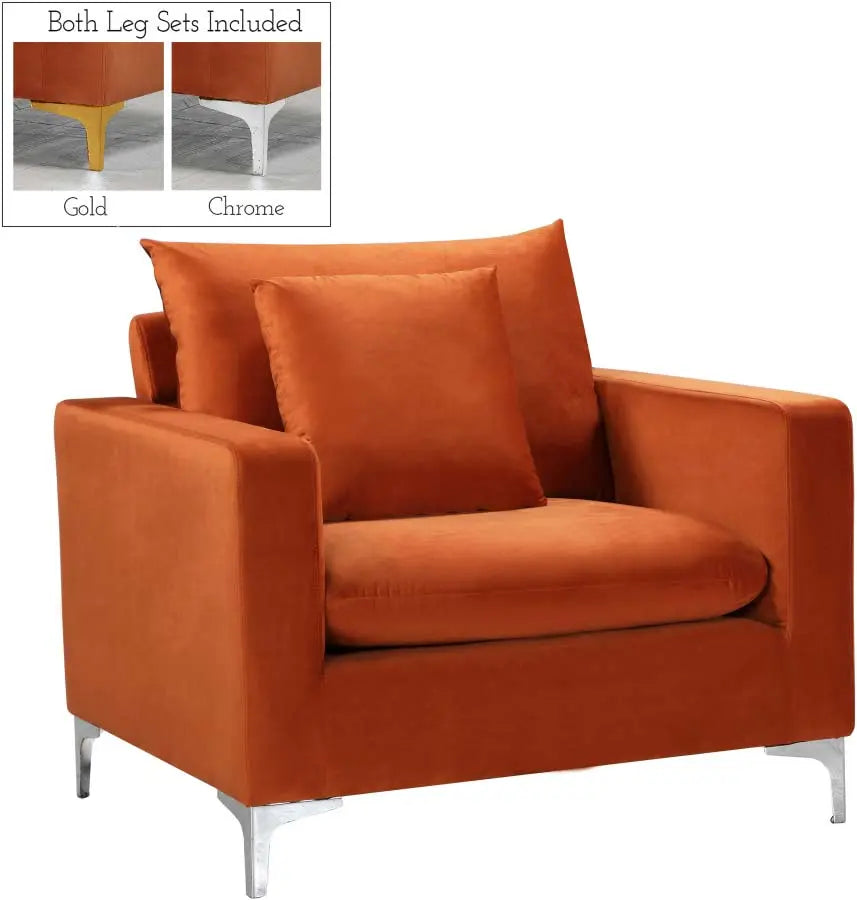 Meridian Furniture - Naomi Velvet Chair In Cognac - 633Cognac-C - ATL FURNITURE