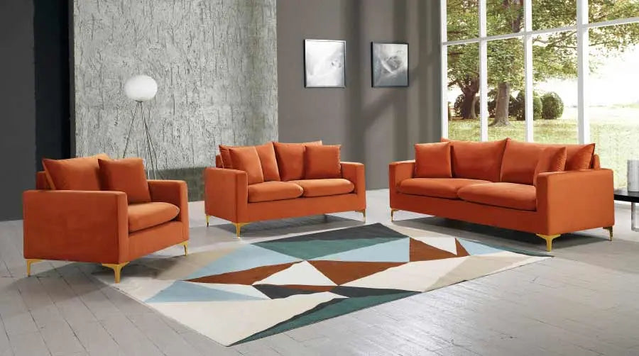 Meridian Furniture - Naomi Velvet Chair In Cognac - 633Cognac-C - ATL FURNITURE