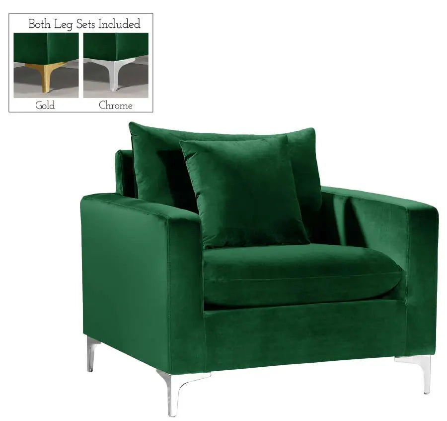 Meridian Furniture - Naomi Velvet Chair In Green - 633Green-C - ATL FURNITURE