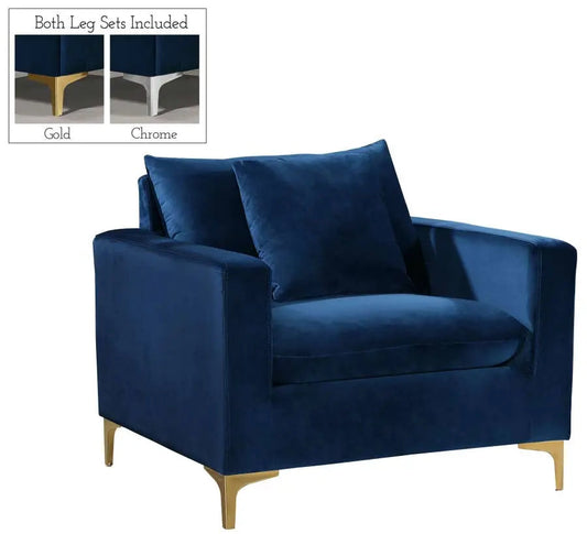 Meridian Furniture - Naomi Velvet Chair In Navy - 633Navy-C - ATL FURNITURE