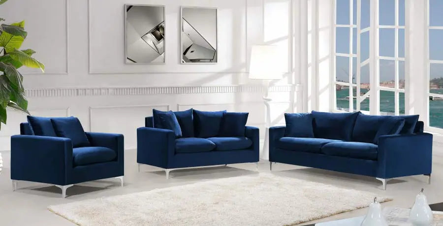Meridian Furniture - Naomi Velvet Chair In Navy - 633Navy-C - ATL FURNITURE